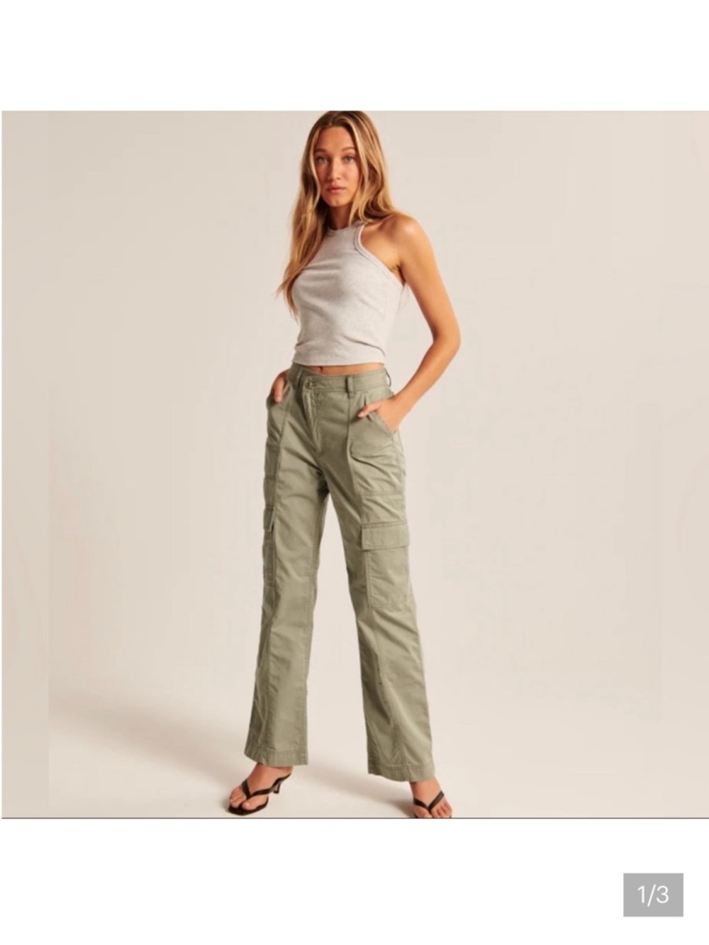 Abercrombie Long Utility High-Rise Cargo Pants in Olive Green